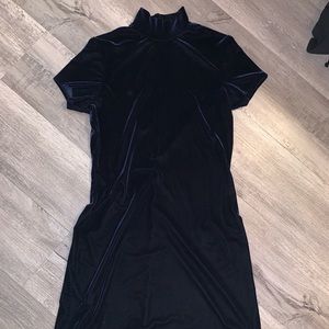 Dark Blue Velvet Mini Dress